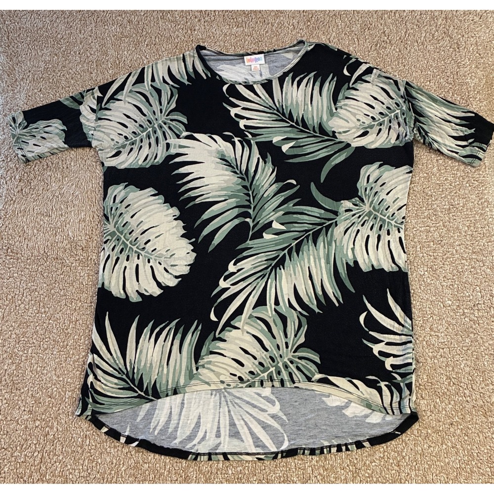 LuLaRoe Irma Tropical Palm Leaf Tunic High Low Hem Stretch Top Women's XS